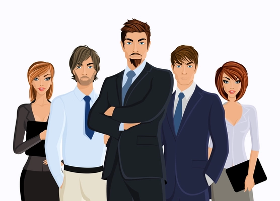 Group of people businesman with business team isolated on white vector illustration