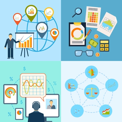 Business chart growth progress statistics icon flat composition isolated vector illustration.