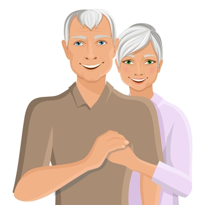 Old senior people family couple half-length portrait vector illustration