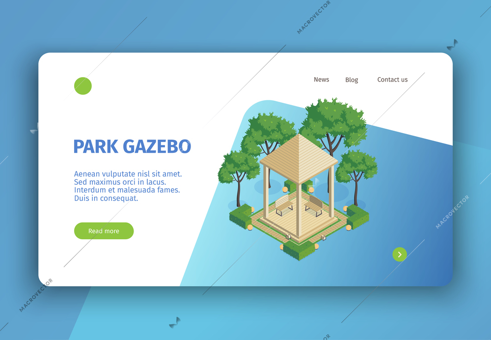 Isometric city park concept banner web site page with clickable links buttons editable text and images vector illustration