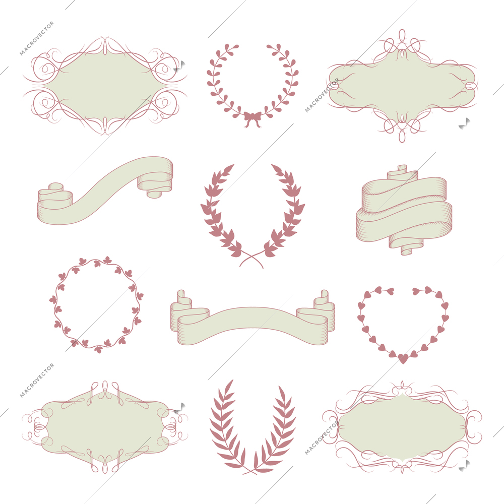 Wedding graphic decorative collection vector illustration isolated