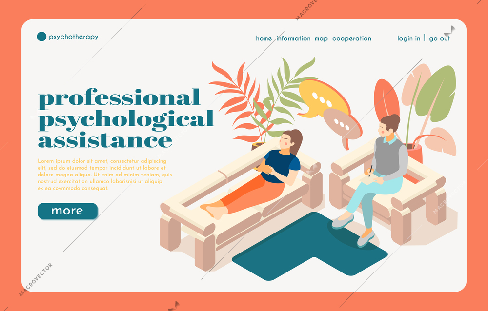 Anxiety stress depressive disorders phobias treatments mental health isometric landing page for professional psychological assistance vector illustration