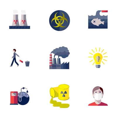 Pollution toxic environment damage and global contamination flat isolated vector illustration.