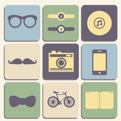 Flat hipster iconset for web or mobile app design vector illustration