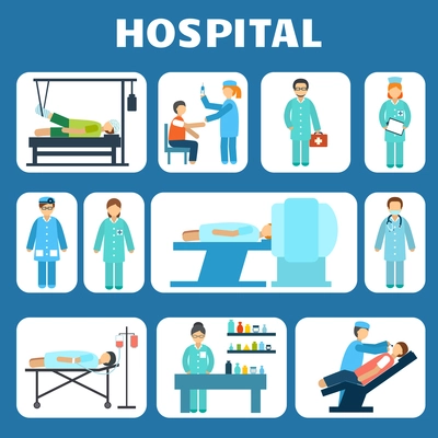 Medical hospital ambulance healthcare services flat pictograms set isolated vector illustration