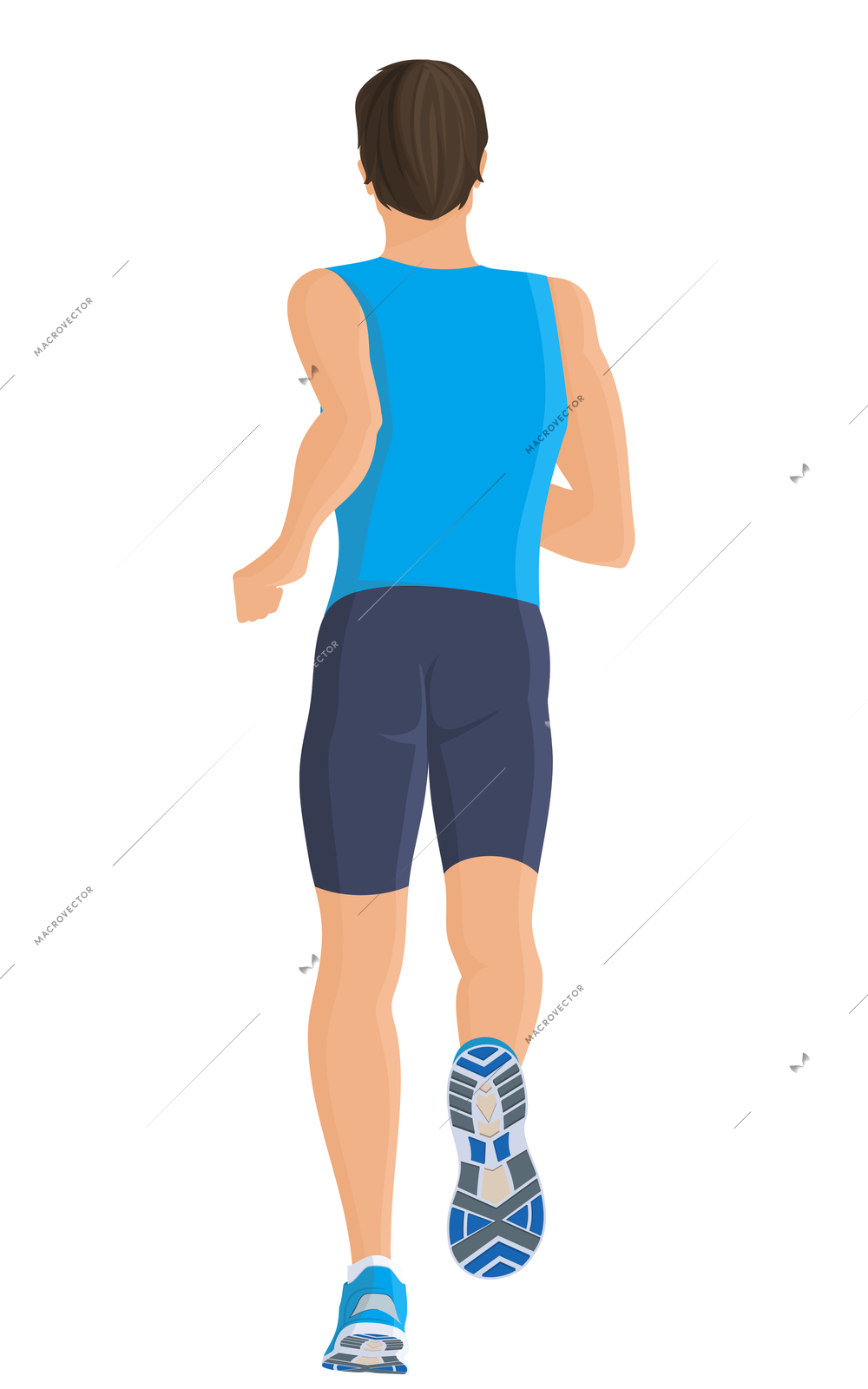 Male running full length body of healthy lifestyle isolated on white background vector illustration