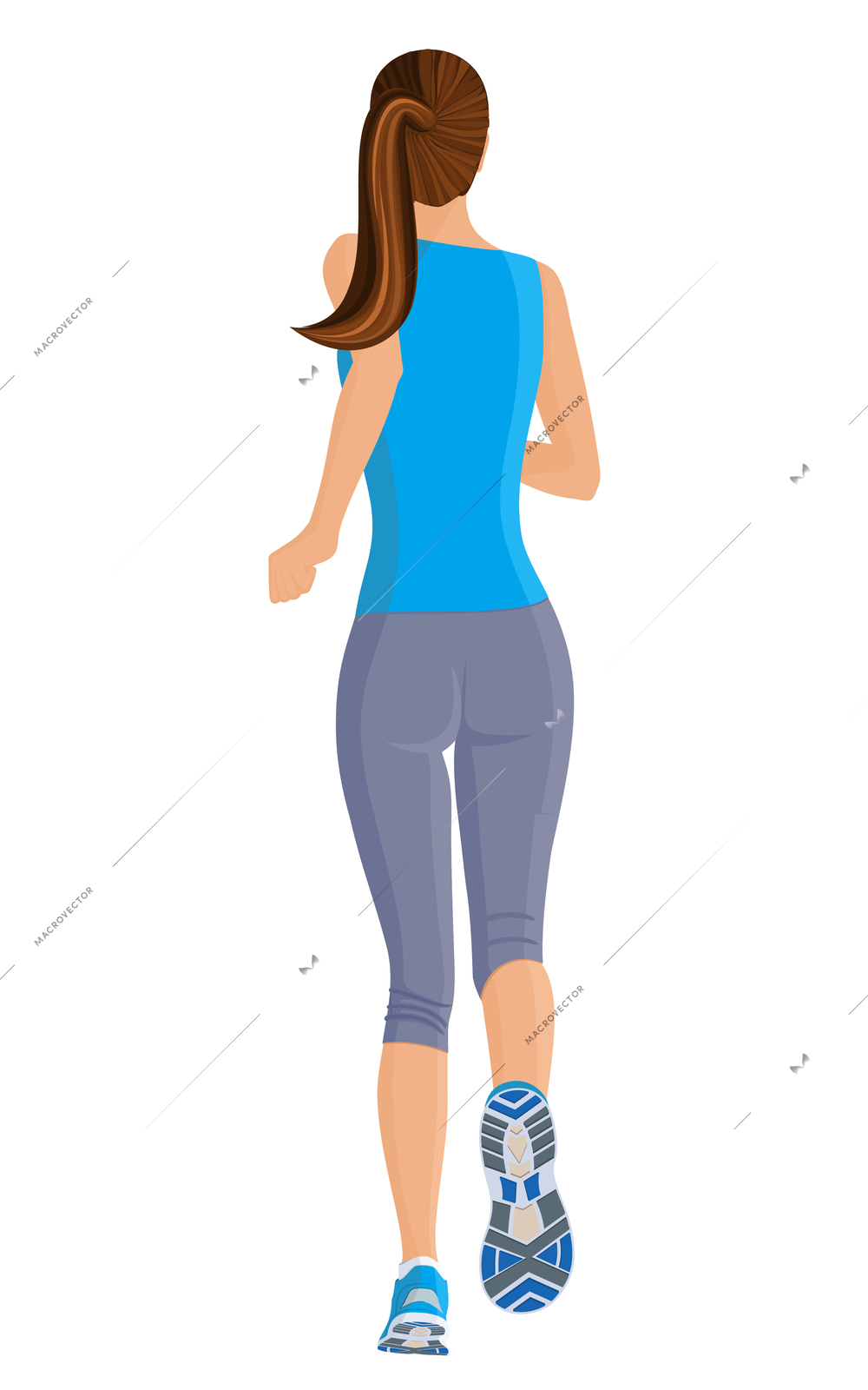 Female running full length body of healthy lifestyle isolated on white background vector illustration