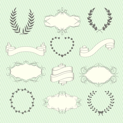 Wedding decorative elements set vector illustration isolated