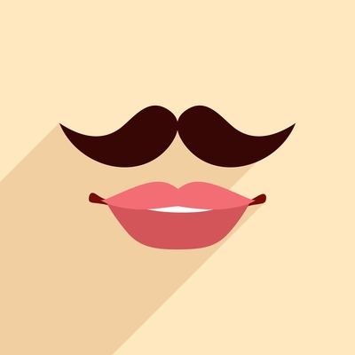 Lips and moustache design in flat style for fashion  vintage hipster concept vector illustration