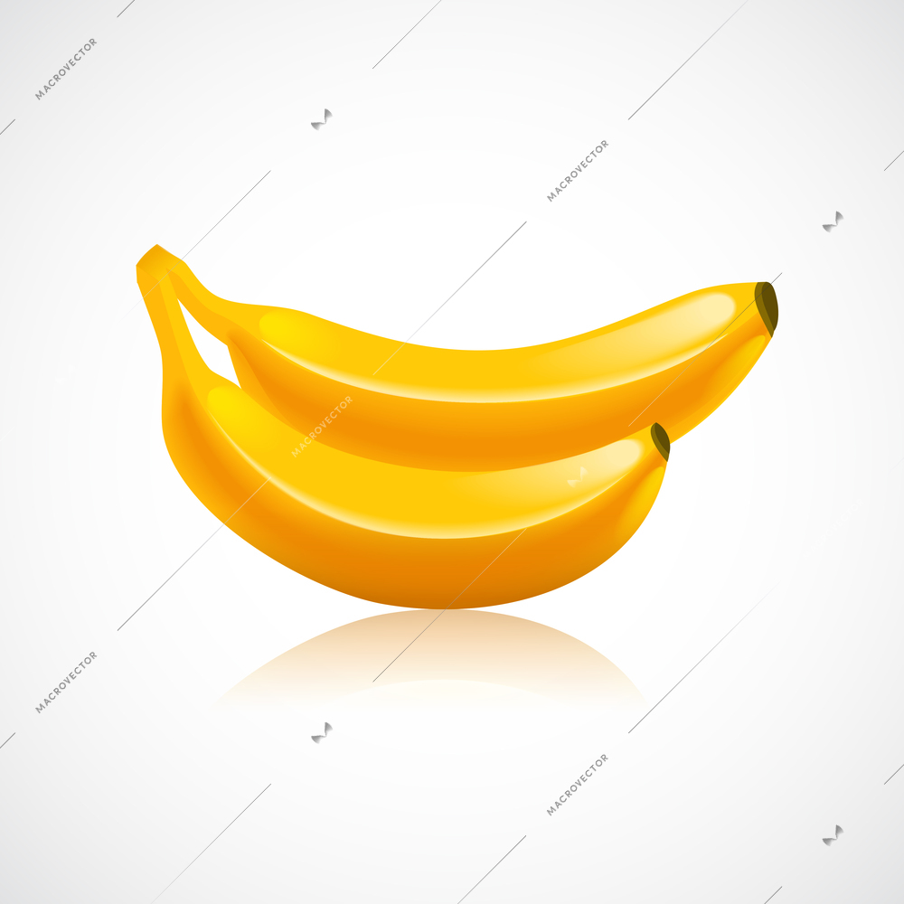 Banana fruit icon with reflection in glossy style vector illustration