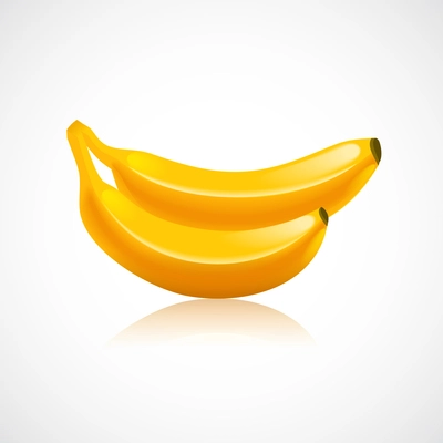 Banana fruit icon with reflection in glossy style vector illustration