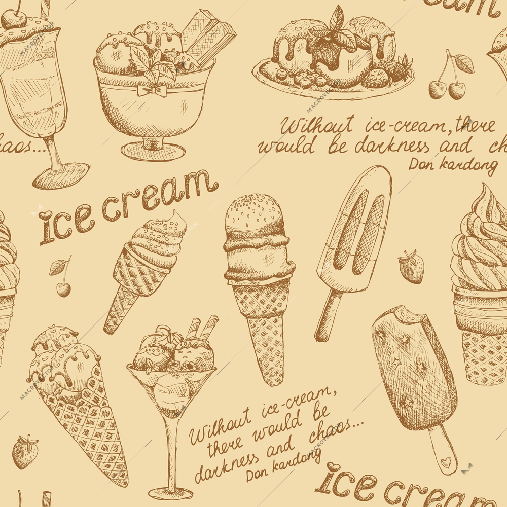 Ice cream vintage pattern background vector illustration