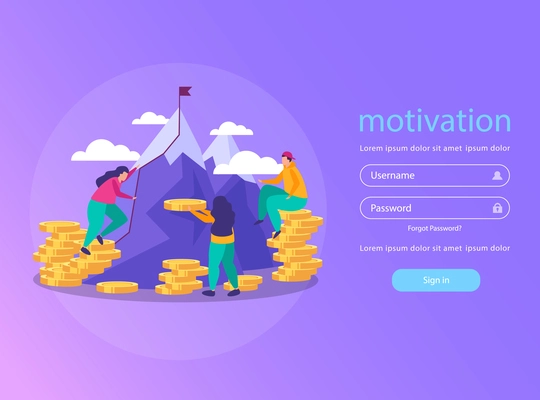 Landing page offering business gamification as instrument of increasing staff motivation flat  vector illustration