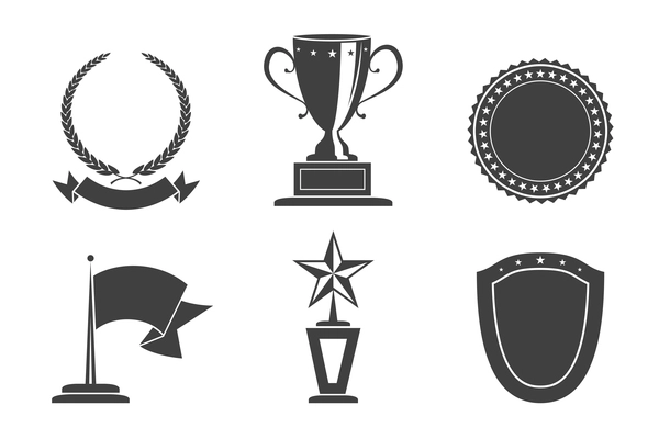 Recognition award prize badges set vector illustration