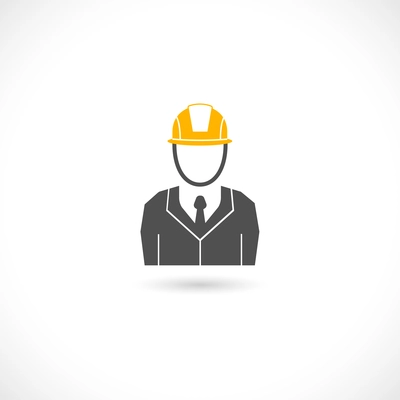 Engineer builder worker in orange helmet hat isolated icon vector illustration