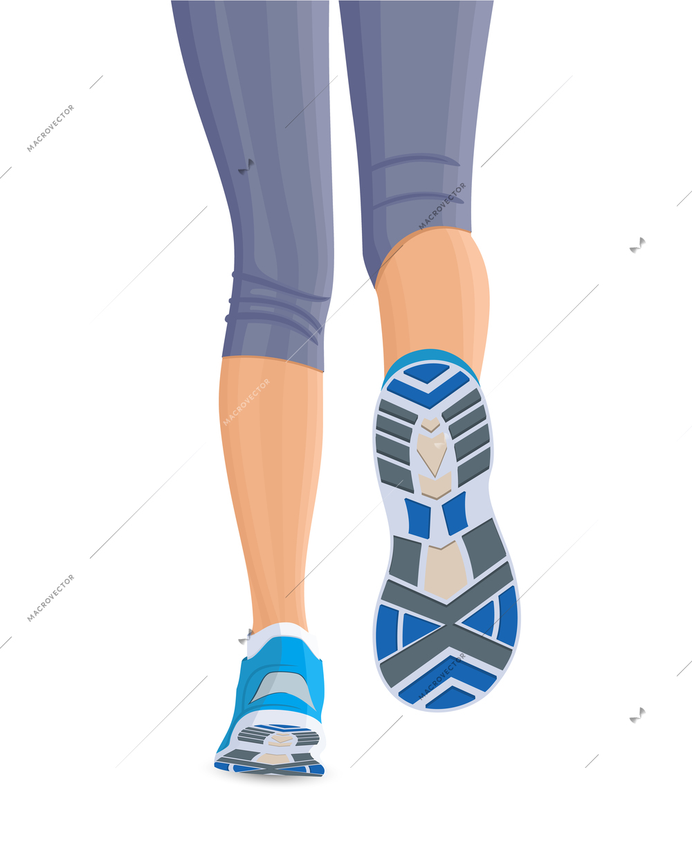 Running female woman legs in shoes isolated on white background vector illustration