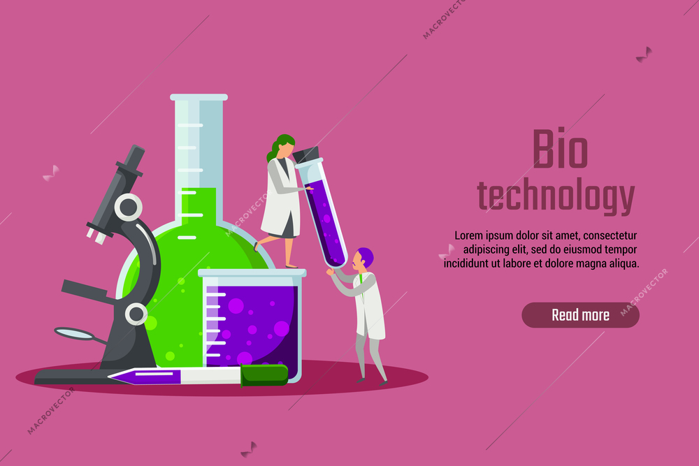 Modern technology background with bio technology symbols flat  vector illustration