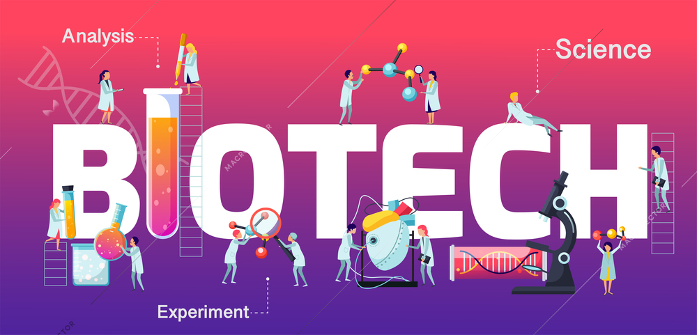 Future technology concept with analysis and experiment symbols isometric vector illustration