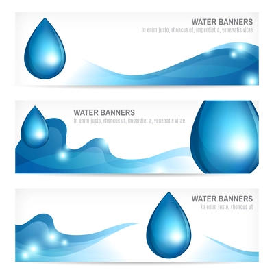 Set of water drops wavy abstract nature splash banners design vector illustration