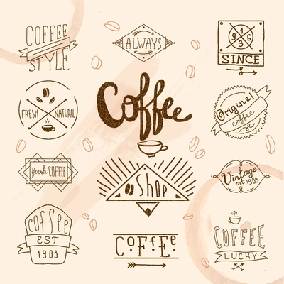 Vintage retro coffee calligraphic stamp for cafe restaurant menu design vector illustration