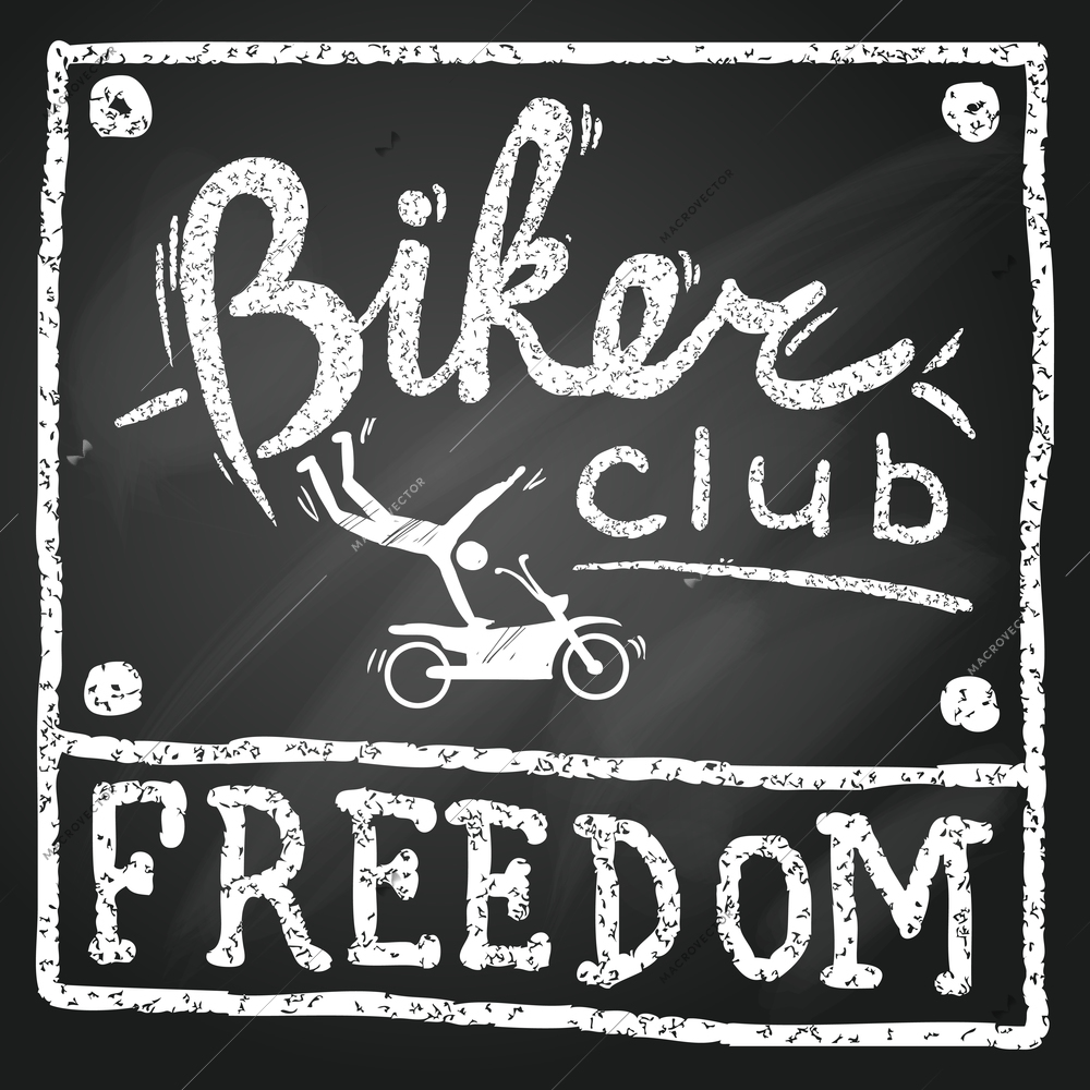 Vintage motorbikers club poster in sketch chalkboard style vector illustration