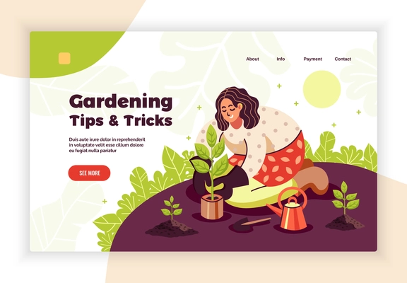 Hobbies concept banner learning gardening tips and tricks online with women planting seedlings in soil vector illustration