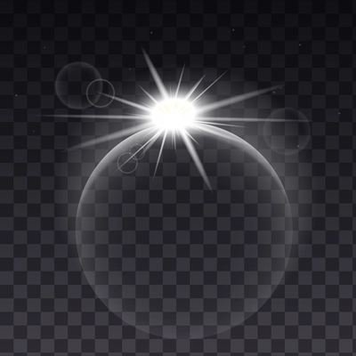 Transparent planet eclipse light effect transparent composition with black and white colors vector illustration