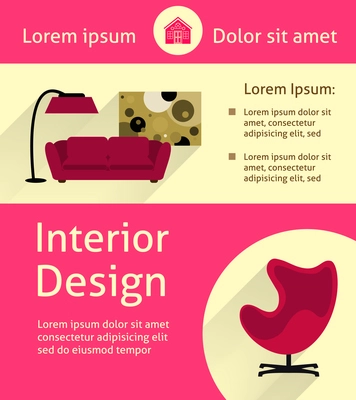 Modern interior design poster template vector illustration