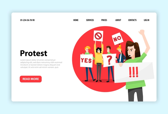 Protesting people activist horizontal banner background for website with human characters clickable links and editable text vector illustration