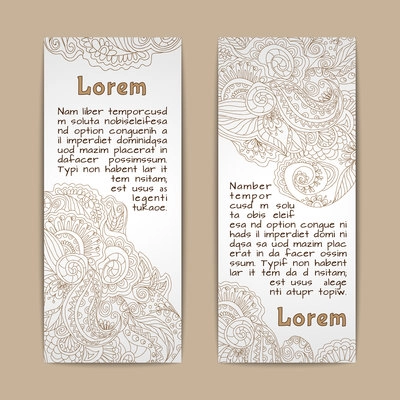 Vintage lace ornamental banners vertical set  isolated vector illustration