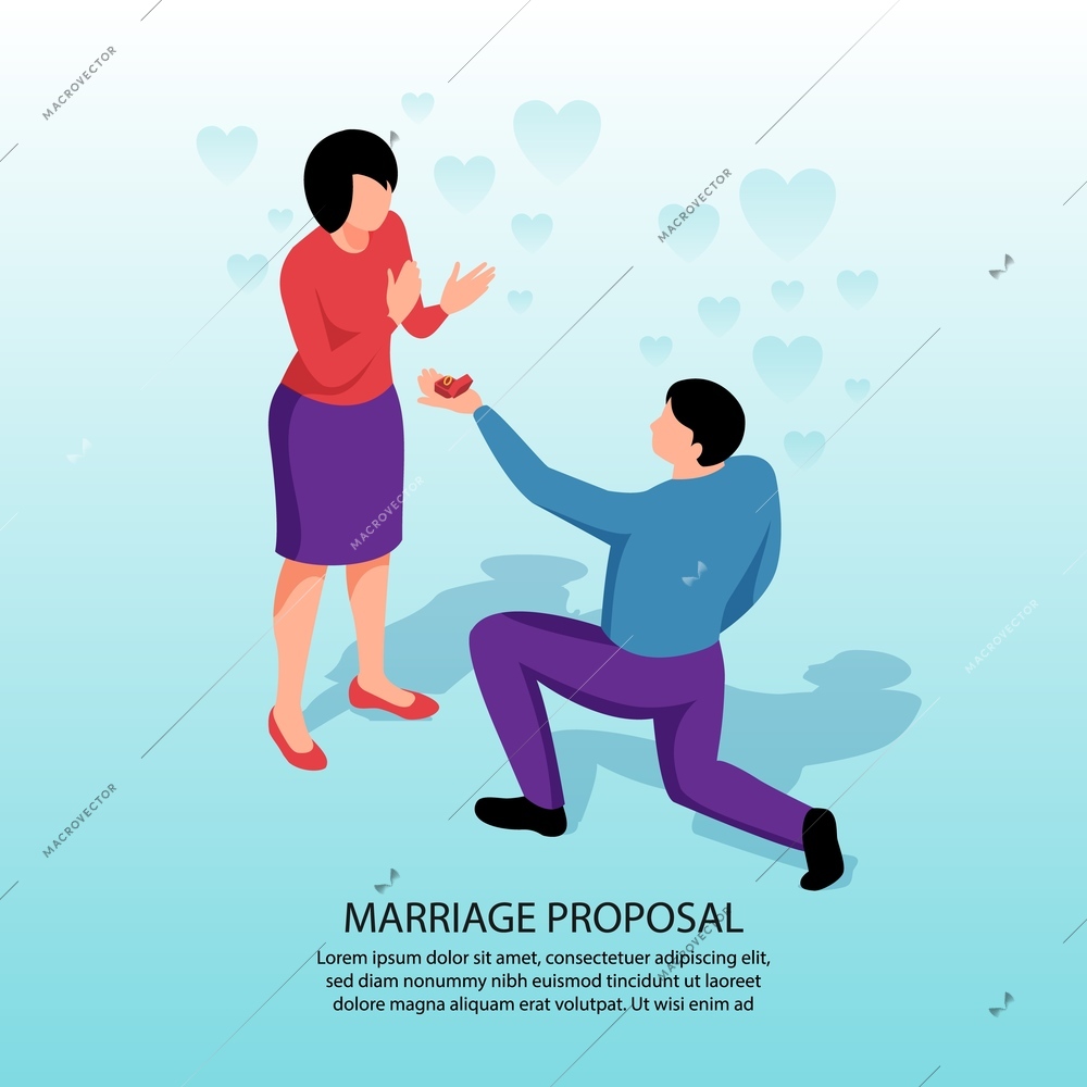 Isometric couple love background with human characters of man and woman shadows text and heart slihouettes vector illustration