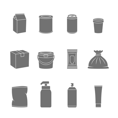 Pack container flask food and liquid mockup icon set flat isolated vector illustration