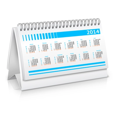 Spiral desk business office calendar planner mockup vector illustration