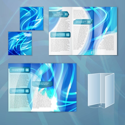 Blue abstract design paper brochure leaflet tri-fold design back and front template vector illustration