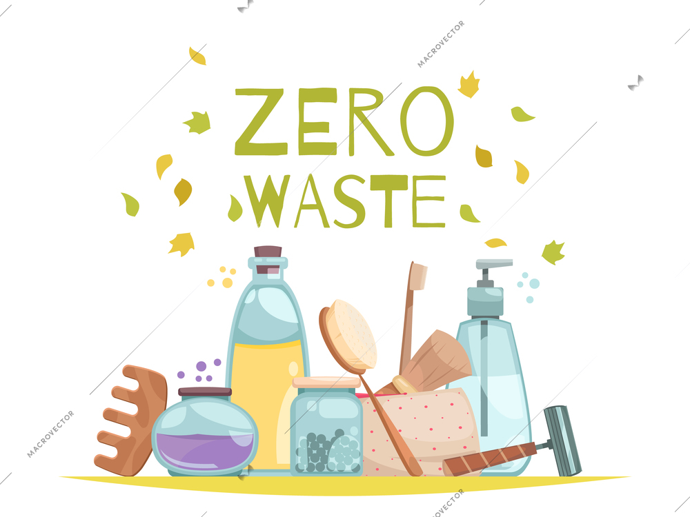 Waste sorting concept with zero waste symbols flat vector illustration