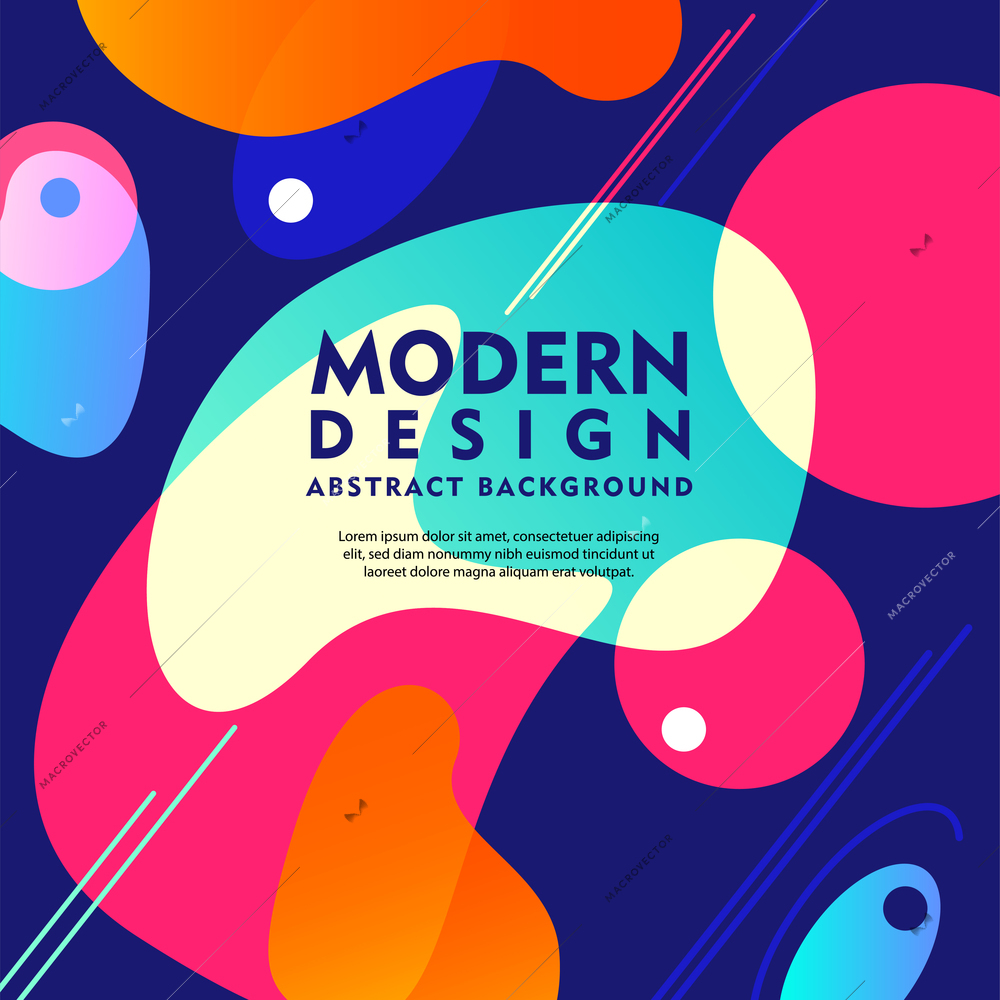 Modern design creative background with bright colorful abstract shapes flat vector illustration
