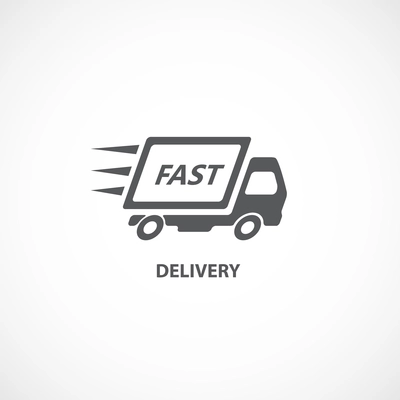 Fast delivery icon silhouette shipping truck isolated on white background vector illustration