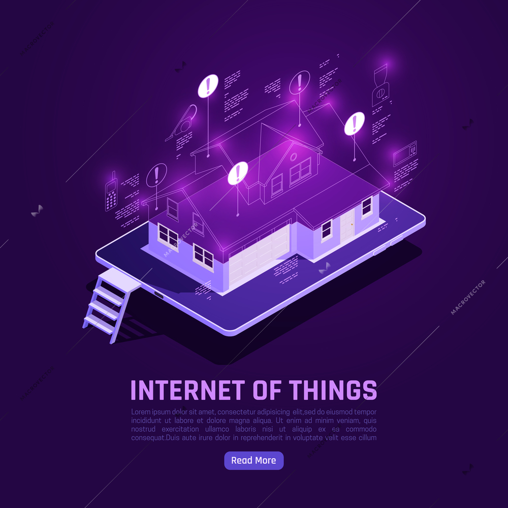 Internet of things isometric poster with smart house on screen of smartphone with full control household appliances function vector illustration