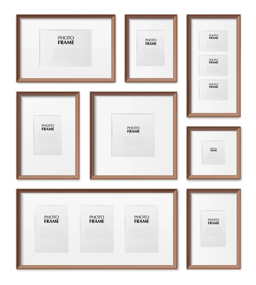 Black And White Realistic Picture Frames Set Stock Illustration