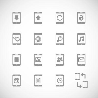 Online mobile applications iconset, contour flat isolated vector illustration