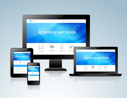 Responsive websites design for computers tablets and mobile phones concept icon vector illustration