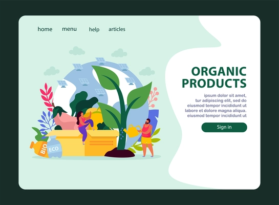 Ecology and save nature concept flat landing page design with composition of images links and text vector illustration
