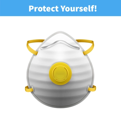 Individual protective medial masks N95 realistic colored composition with protect yourself headline vector illustration