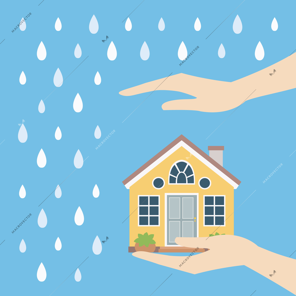 Home safety symbol protected from rain vector illustration