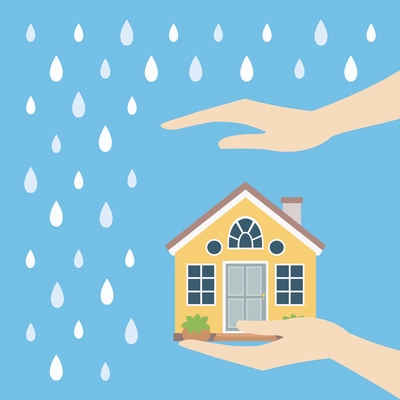 Home safety symbol protected from rain vector illustration