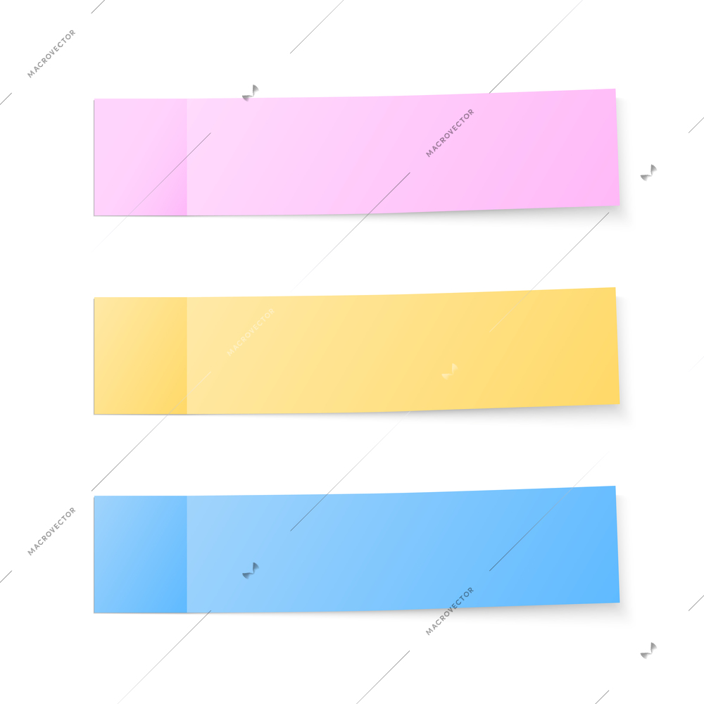 Color sticky blank notes set vector illustration