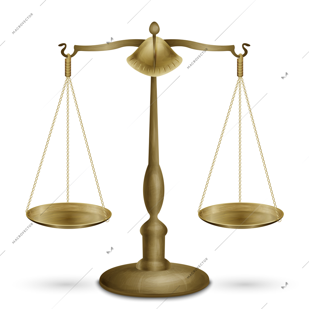 Antique scales low and justice symbol isolated on white background vector illustration