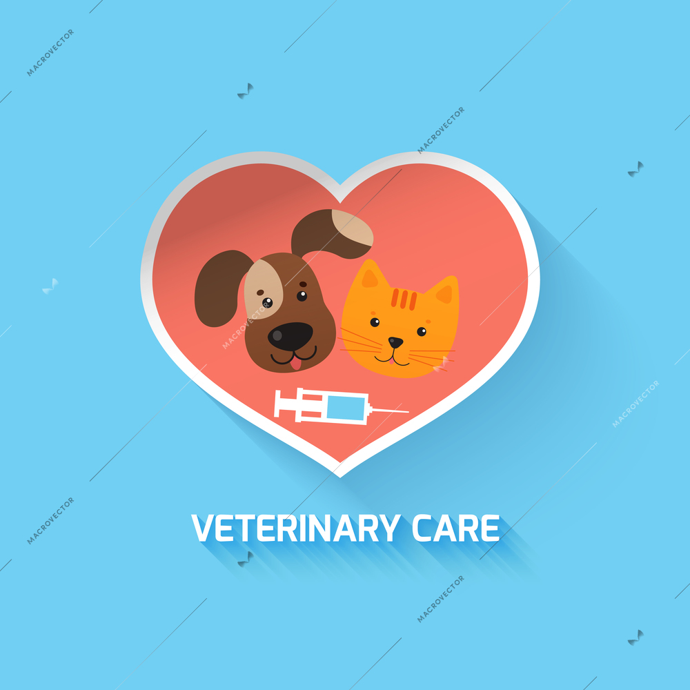 Veterinary pet health care heart symbol vector illustration