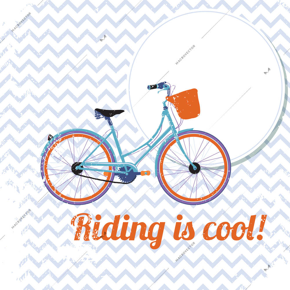 Retro bicycle poster, riding is cool vector illustration