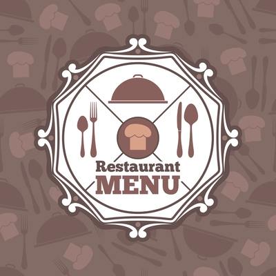 Restaurant menu template with chef hat and flatware icons vector illustration